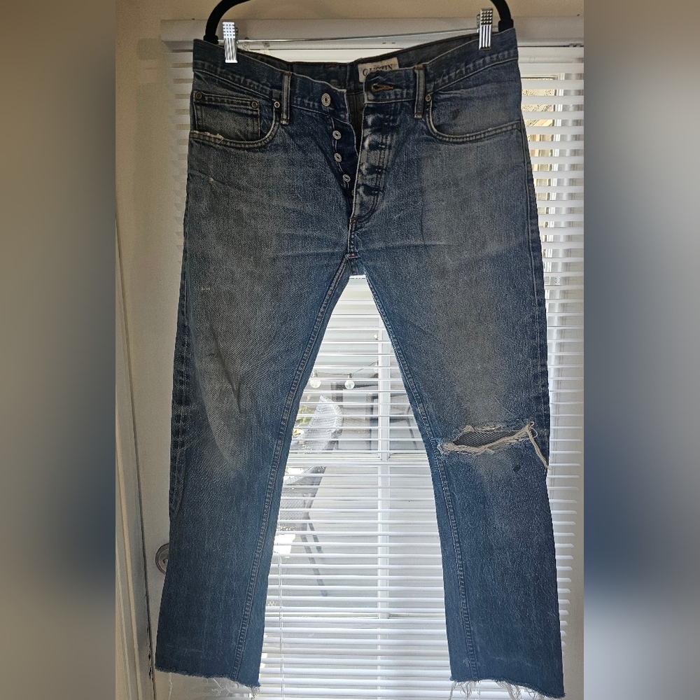 GUSTIN California Slim Straight Raw Selvedge Jeans Button Fly 37